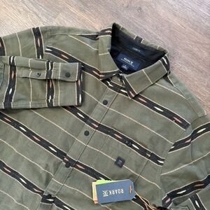 NWT Roark Nordsman Light Flannel Shirt Men's Sz S OD Green Southwest Aztec Print